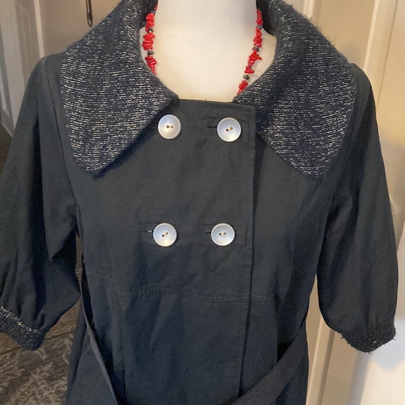 Miss Me 3/4 sleeve black semi pleated coat size L - Picture 2 of 12